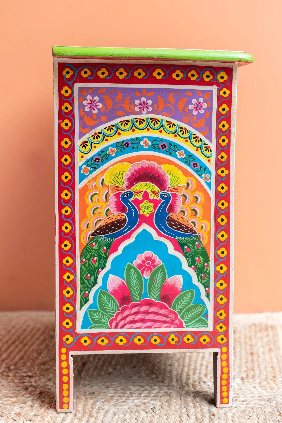 Mango Wood Hand Painted Bedside Cabinet