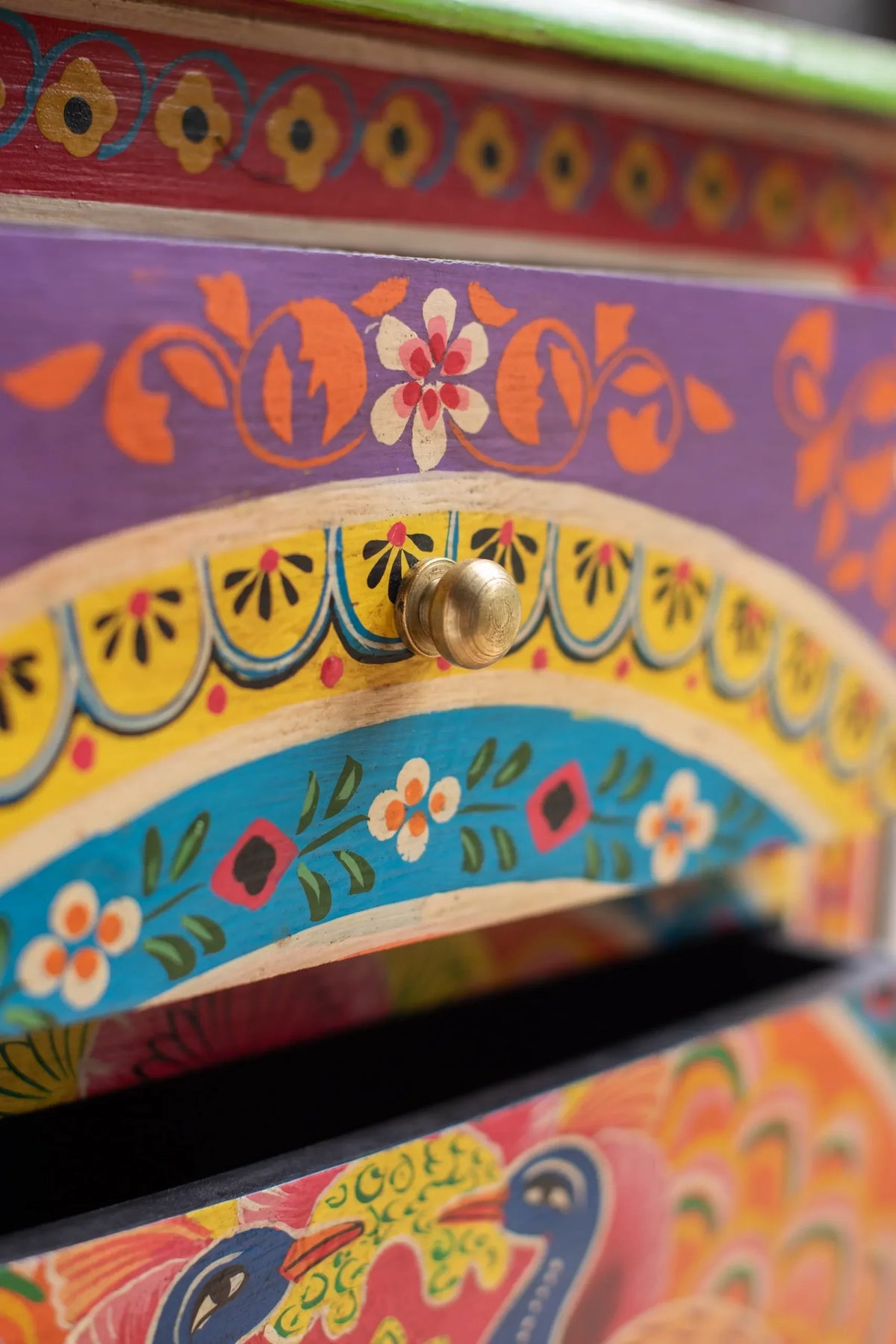 Mango Wood Hand Painted Bedside Cabinet