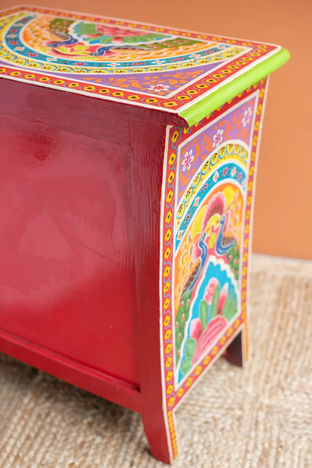 Mango Wood Hand Painted Bedside Cabinet