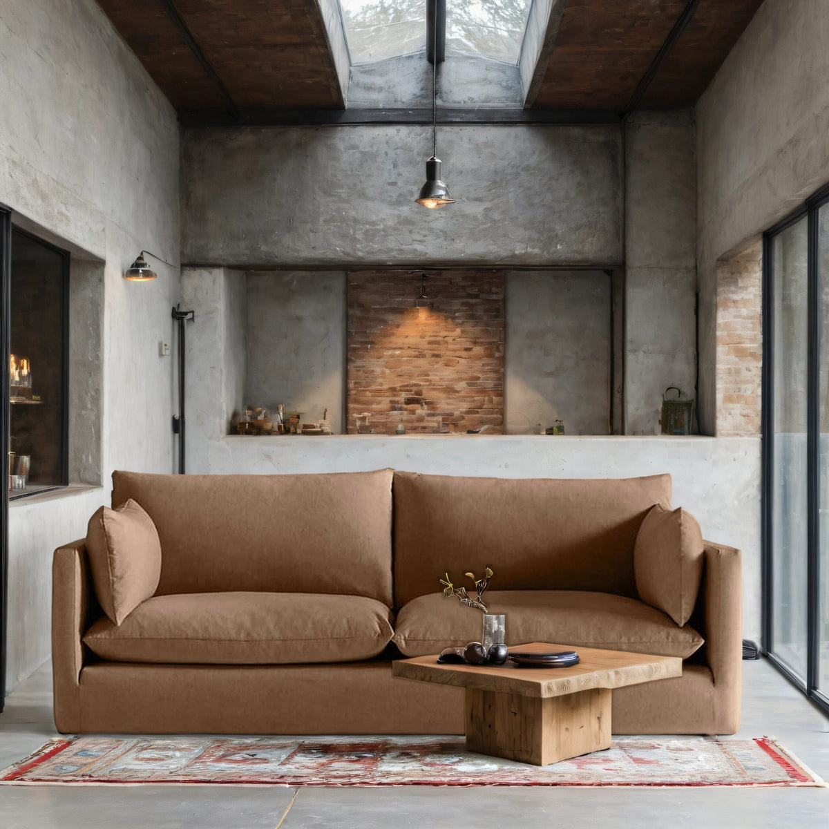 Hilton Slipcovered 3- Seater Sofa In Brown