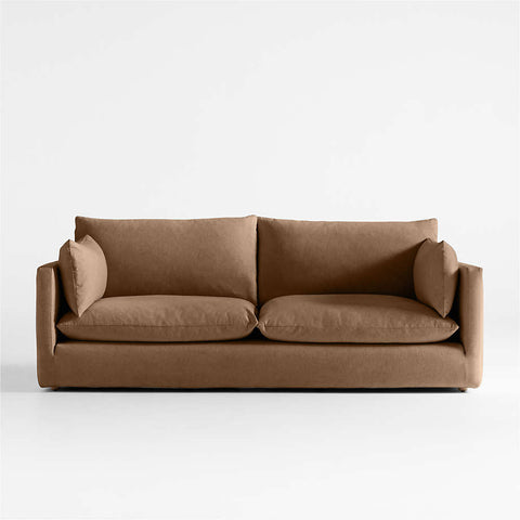 Hilton Slipcovered 3- Seater Sofa In Brown