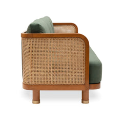 Alsace Solid Wood 3 Seater Rattan Sofa