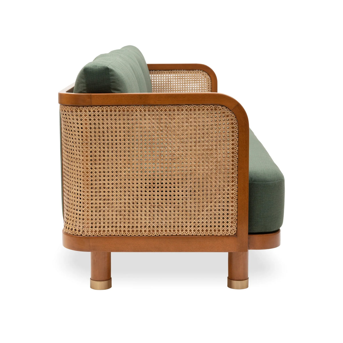 Alsace Solid Wood 3 Seater Rattan Sofa