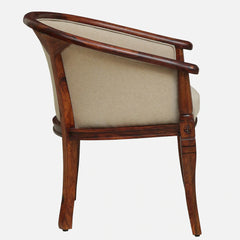 Classic Sheesham Wood Arm Chair In Beige & Honey Oak Finish