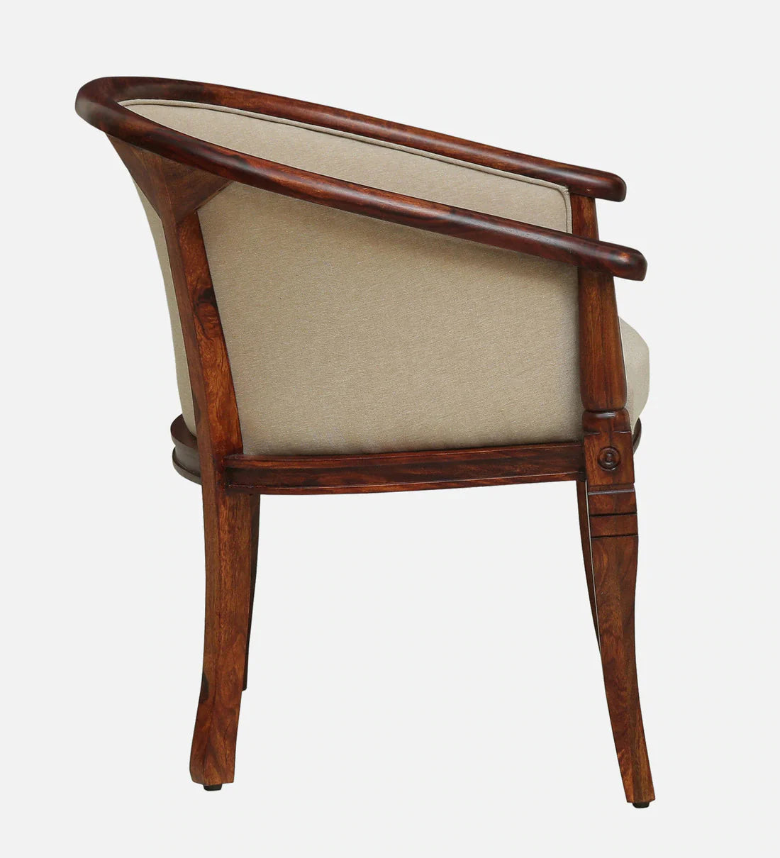Classic Sheesham Wood Arm Chair In Beige & Honey Oak Finish