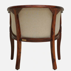 Classic Sheesham Wood Arm Chair In Beige & Honey Oak Finish