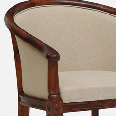 Classic Sheesham Wood Arm Chair In Beige & Honey Oak Finish