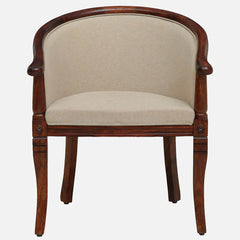 Classic Sheesham Wood Arm Chair In Beige & Honey Oak Finish