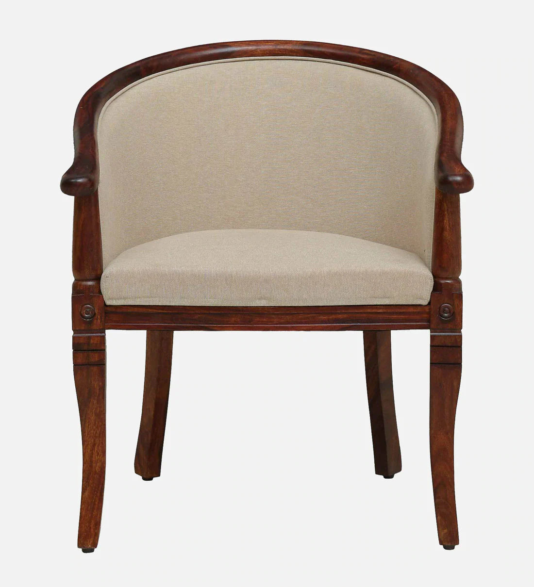Classic Sheesham Wood Arm Chair In Beige & Honey Oak Finish