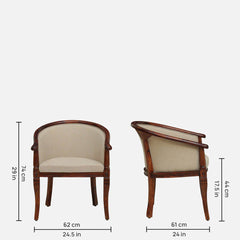 Classic Sheesham Wood Arm Chair In Beige & Honey Oak Finish