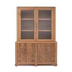 Azalea Solid Oak Storage Cabinet - With Fluted Glass Hutch