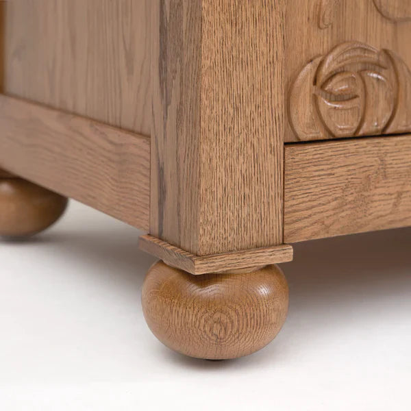 Azalea Solid Oak Storage Cabinet - With Fluted Glass Hutch