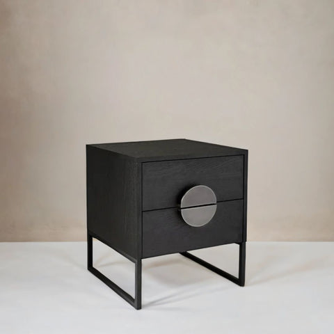 Nora Solid Wood Bed Side Table In Black
