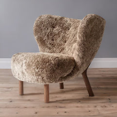 Modern Solid Wood Curved Lounge Chair