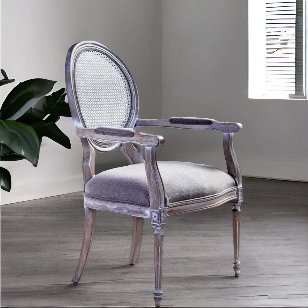 Classic Solid Wood Rattan Arm Chair