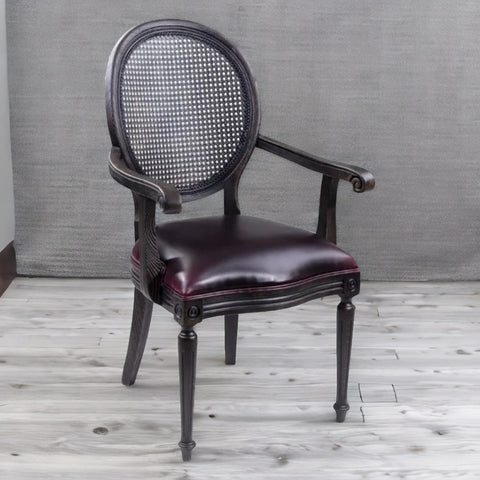 Classic Solid Wood Rattan Arm Chair