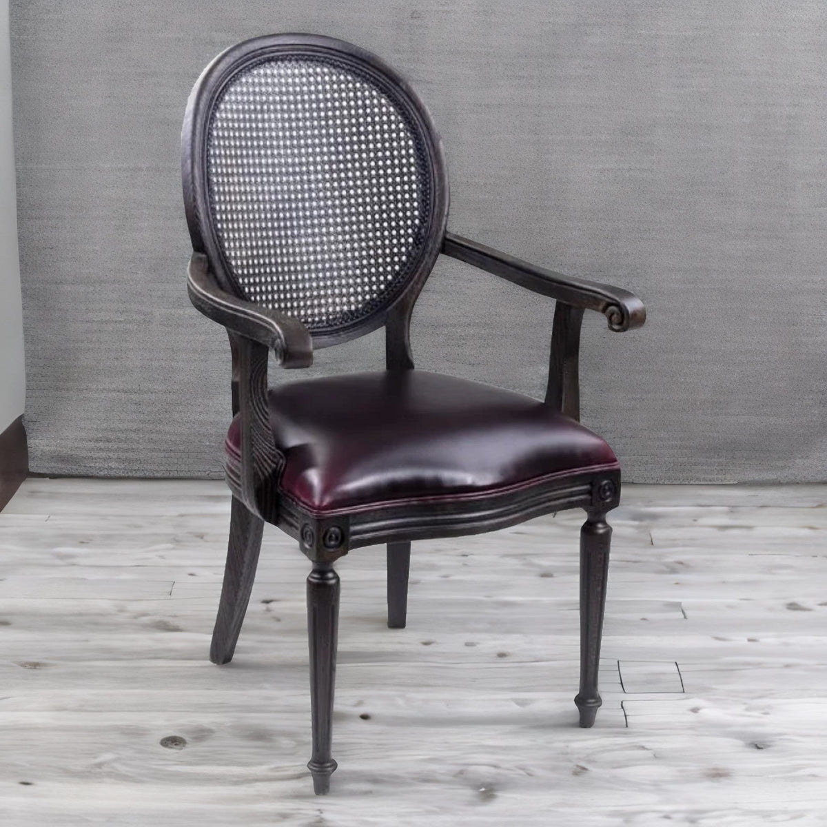 Classic Solid Wood Rattan Arm Chair