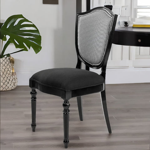 Traditional & Luxurious Solid Wood Dining Chair - Black Finish