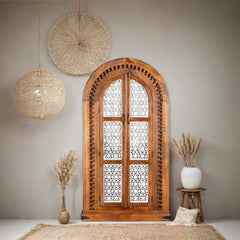 Cairo Hand Carved  Arched Mango Wood Wardrobe