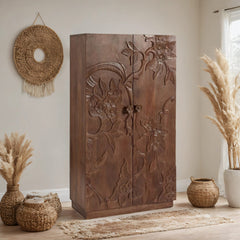 Cairo Hand Carved Wooden Floral Wardrobe