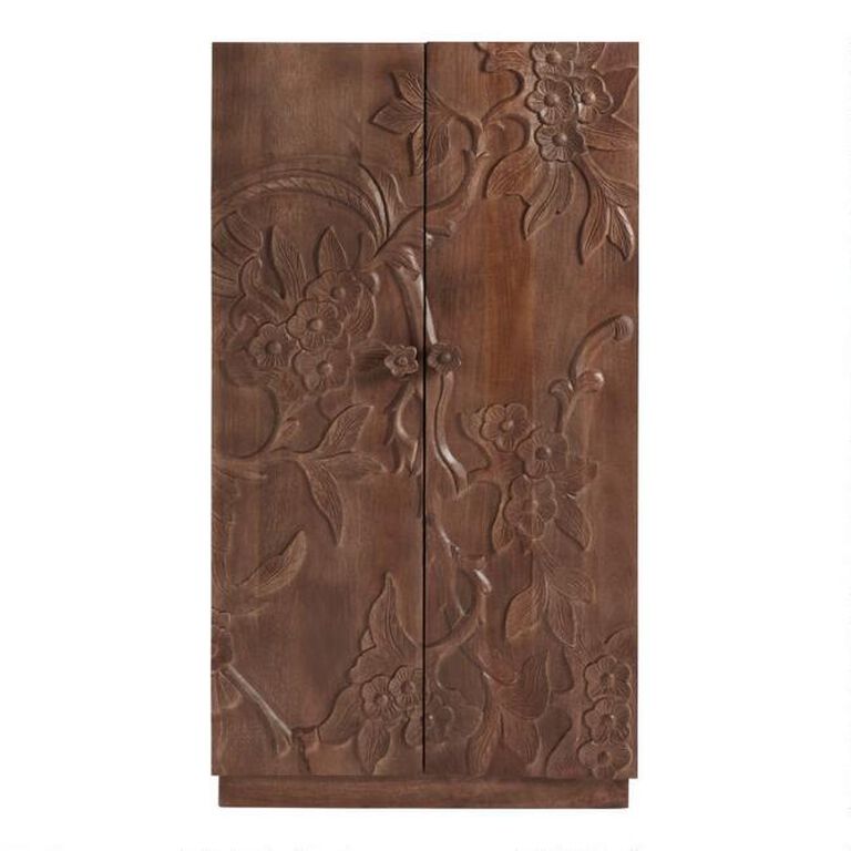Cairo Hand Carved Wooden Floral Wardrobe