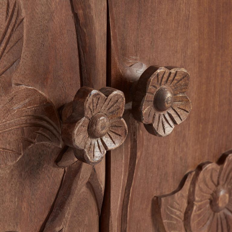 Cairo Hand Carved Wooden Floral Wardrobe