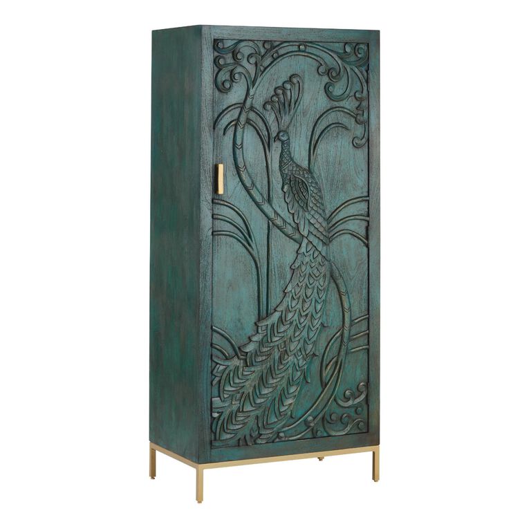 Cairo Hand Carved Wooden Peacock Wardrobe