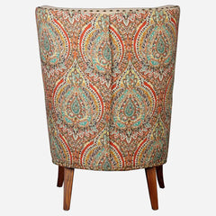 Royal Fabric Wing Chair In Beige Floral Colour