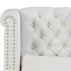 Classic Fabric Wing Chair in Off-White Colour