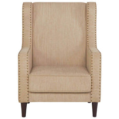 Classic Fabric Wing Chair in Beige Colour