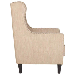 Classic Fabric Wing Chair in Beige Colour