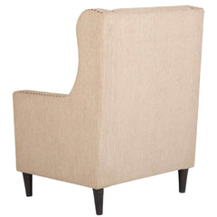 Classic Fabric Wing Chair in Beige Colour
