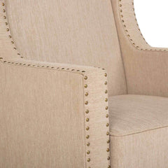 Classic Fabric Wing Chair in Beige Colour