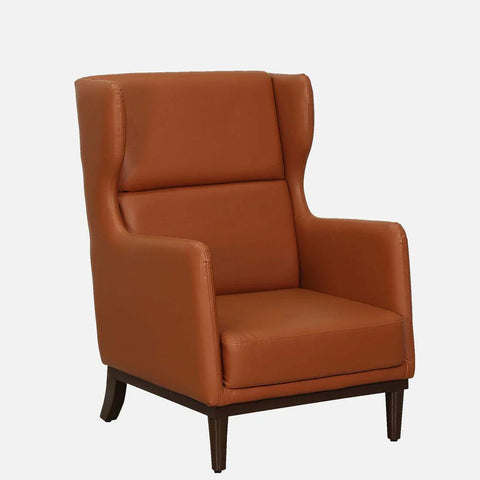 Classic  Leatherette Wing Chair In Tan Colour