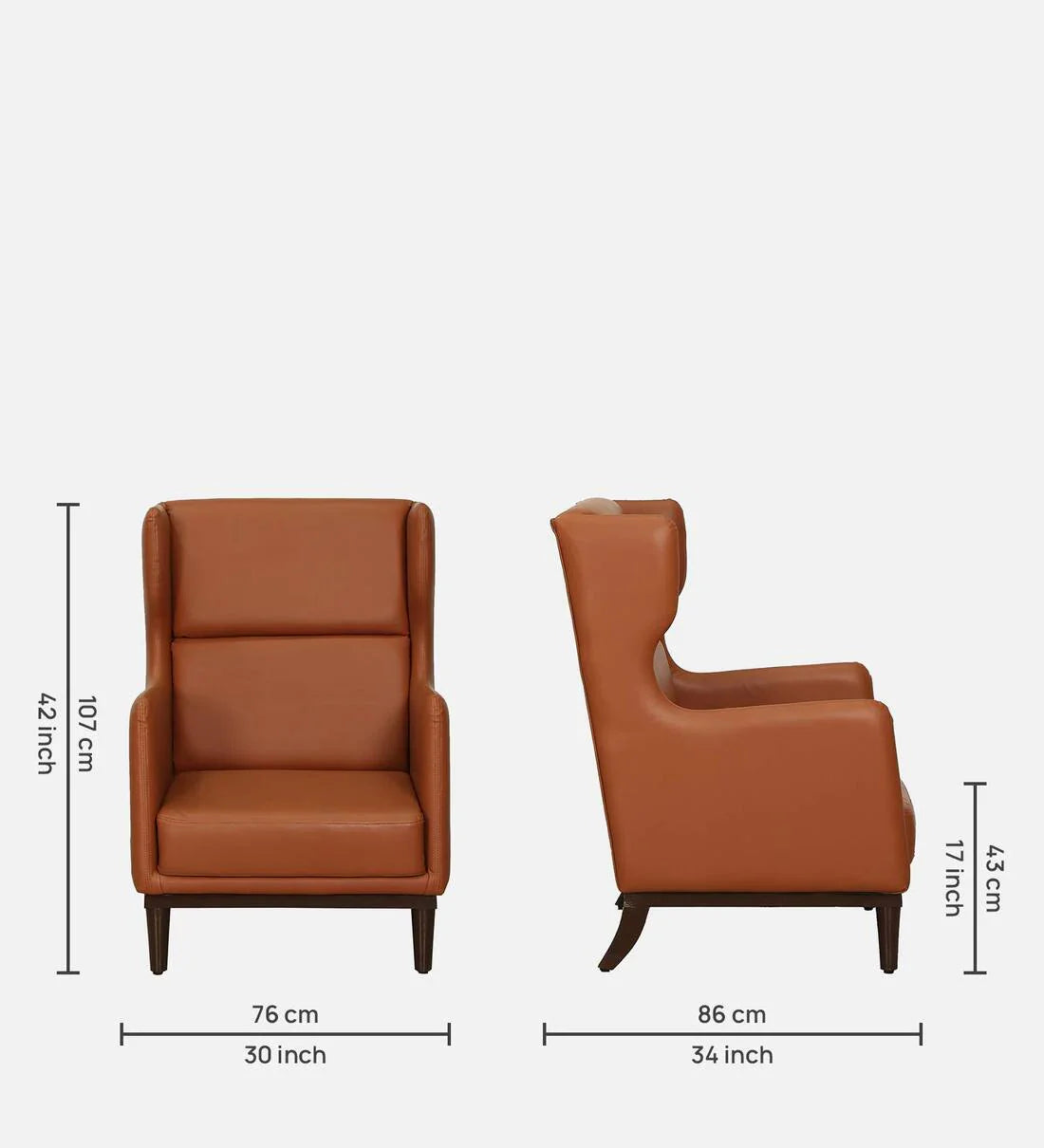 Classic  Leatherette Wing Chair In Tan Colour