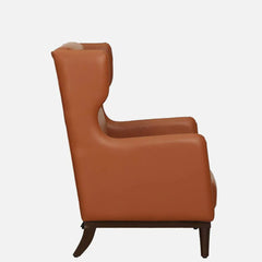 Classic  Leatherette Wing Chair In Tan Colour