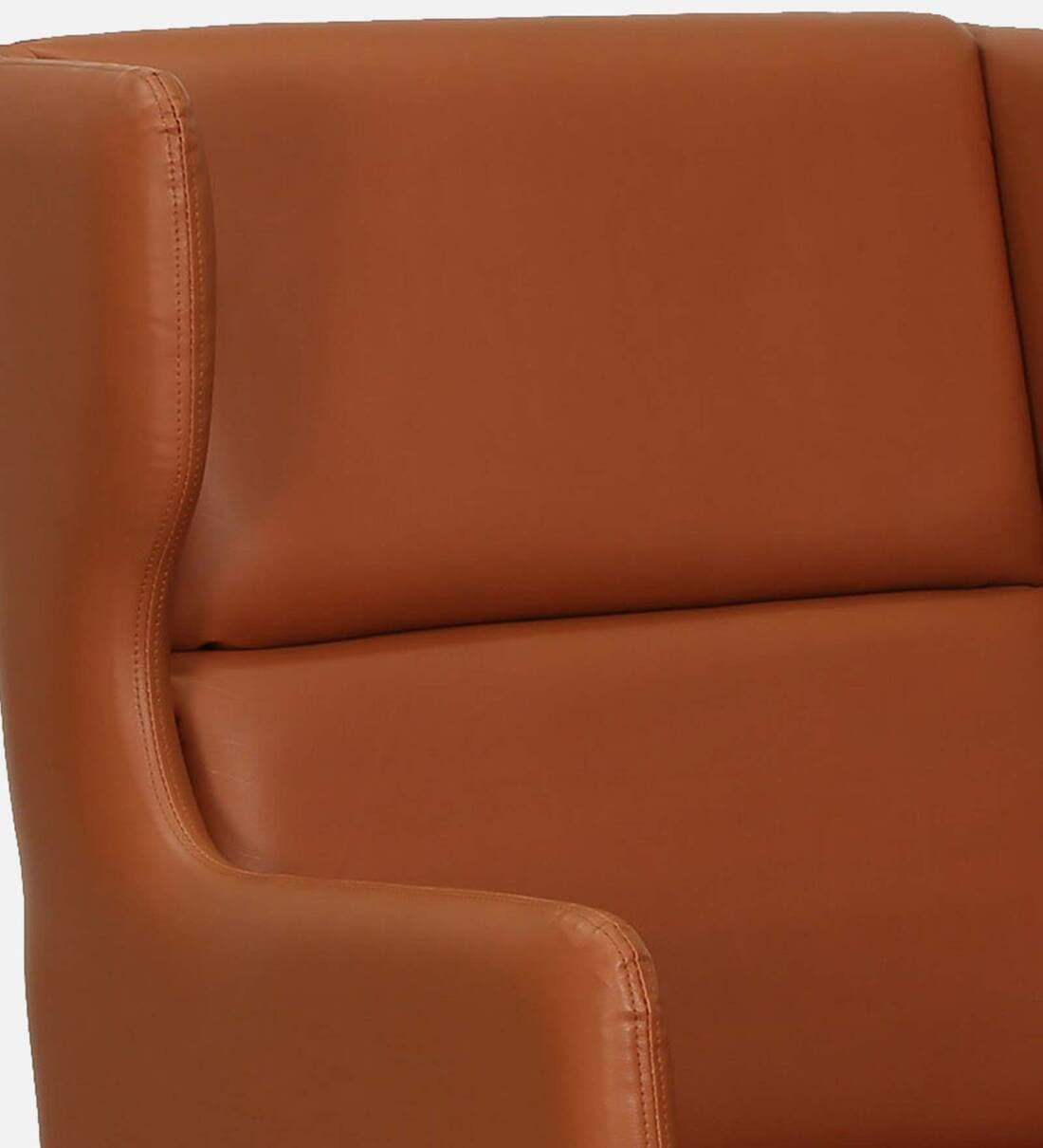 Classic  Leatherette Wing Chair In Tan Colour