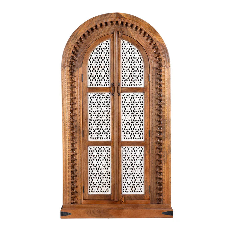 Cairo Hand Carved  Arched Mango Wood Wardrobe